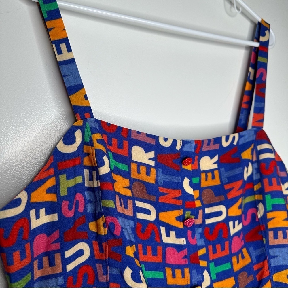 NWT Farm Rio Anthropologie Fantastic Peplum Ruffle Multi Color Tank Top Size XL - Picture 4 of 11